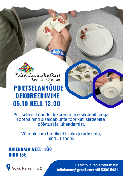 Decorating porcelain jaws at the Toila Creative Center