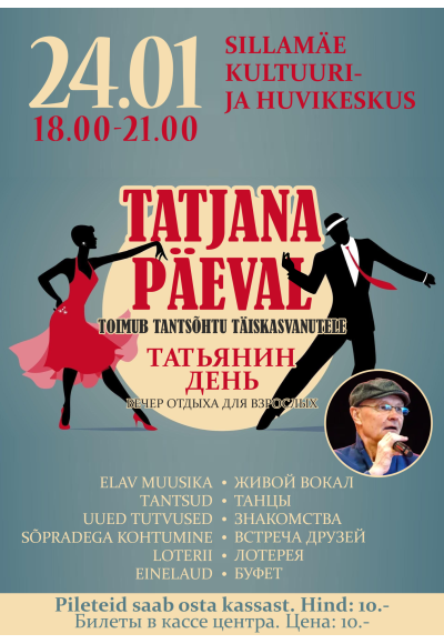 Täiskasvanute tantsuõhtu „Tatjana päev“ 40+