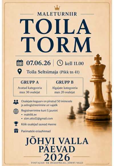 Jõhvi valla päevad 2026 • 7.06 maleturniir "Toila torm"