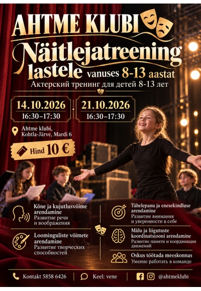 Näitlemistreening 8–13-aastastele lastele