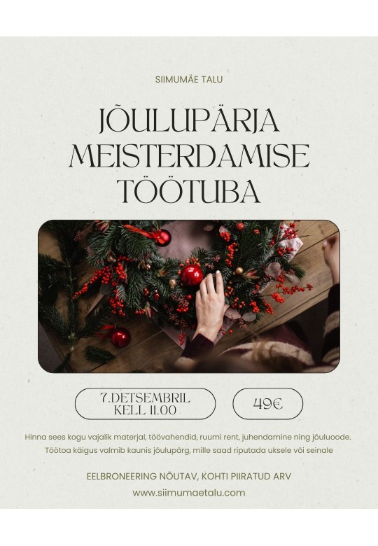 Jõulupärja meisterdamise töötuba