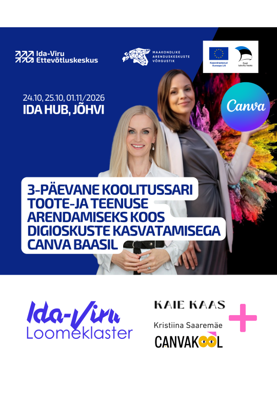 3-Päevane koolitussari toote-ja teenuse arendamiseks koos digioskuste kasvatamisega Canva baasil