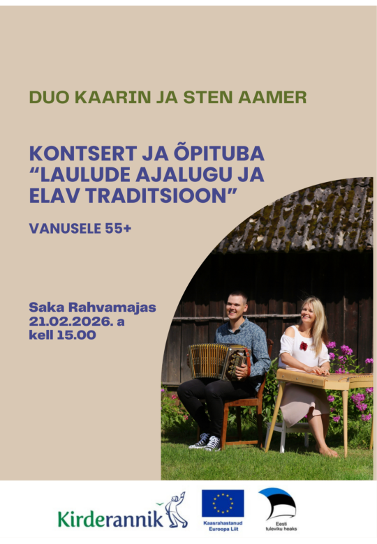 Laulude ajalugu ja elav traditsioon – õpituba ja kontsert Sakal // Duo Kaarin ja Sten