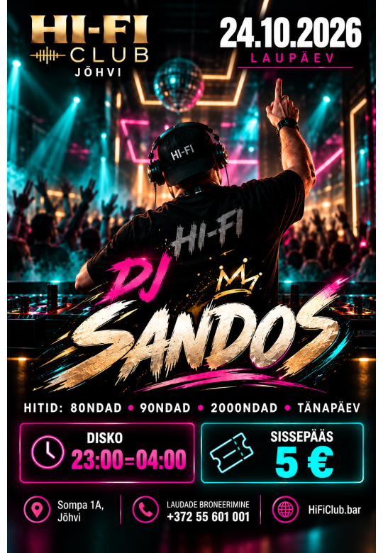 DJ Sandos в HI-FI Club — хиты от 80-х до наших дней
