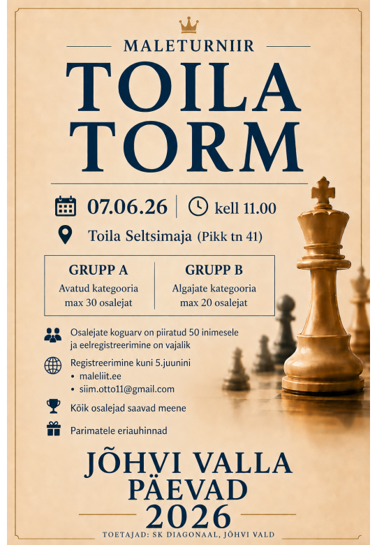 Jõhvi valla päevad 2026 • 7.06 maleturniir "Toila torm"